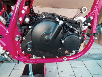 ...Rumpfmotor mit dem großen Gummihammer in den Rahmen geprügelt... Sitzt!