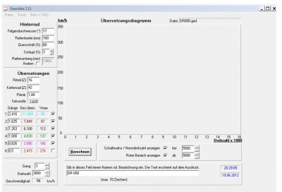 DR 650 Geardata Original Übersetzung