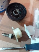 die Metallschnecke wird einfach mit z.B. Schraubendreher nach oben rausgedrückt...